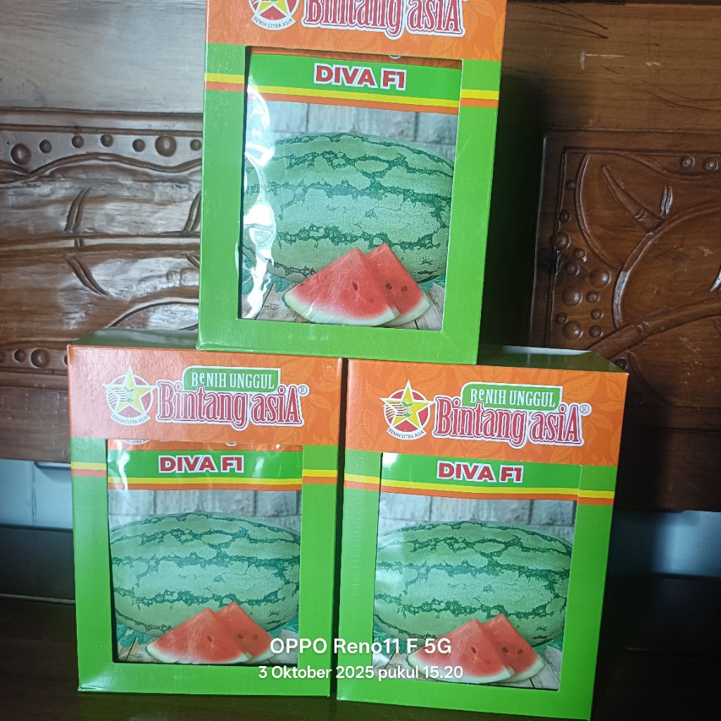 Benih Semangka DIVA F1 Bintang Asia-Daging Merah Manis.Panen Melimpah dan Tahan Penyakit isi 20gr  e