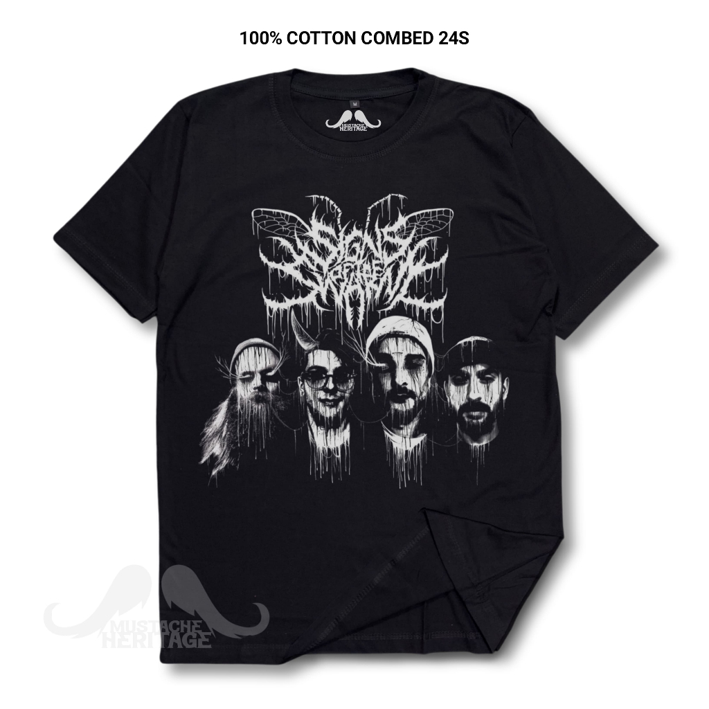MUSTACHE - KAOS BAND KAOS SIGNS OF THE SWARM TSHIRT LENGAN PENDEK KATUN COMBED 24S