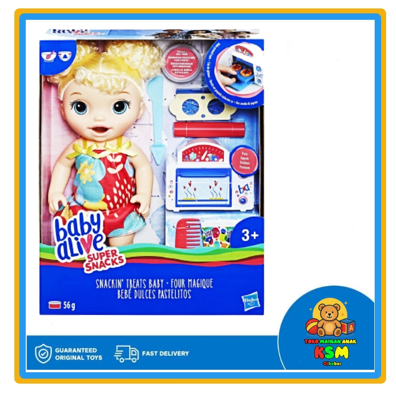 Boneka Baby Alive Snackin' Treat Baby Hasbro Original – Mainan Boneka Bisa Makan dan Buang Mainan In
