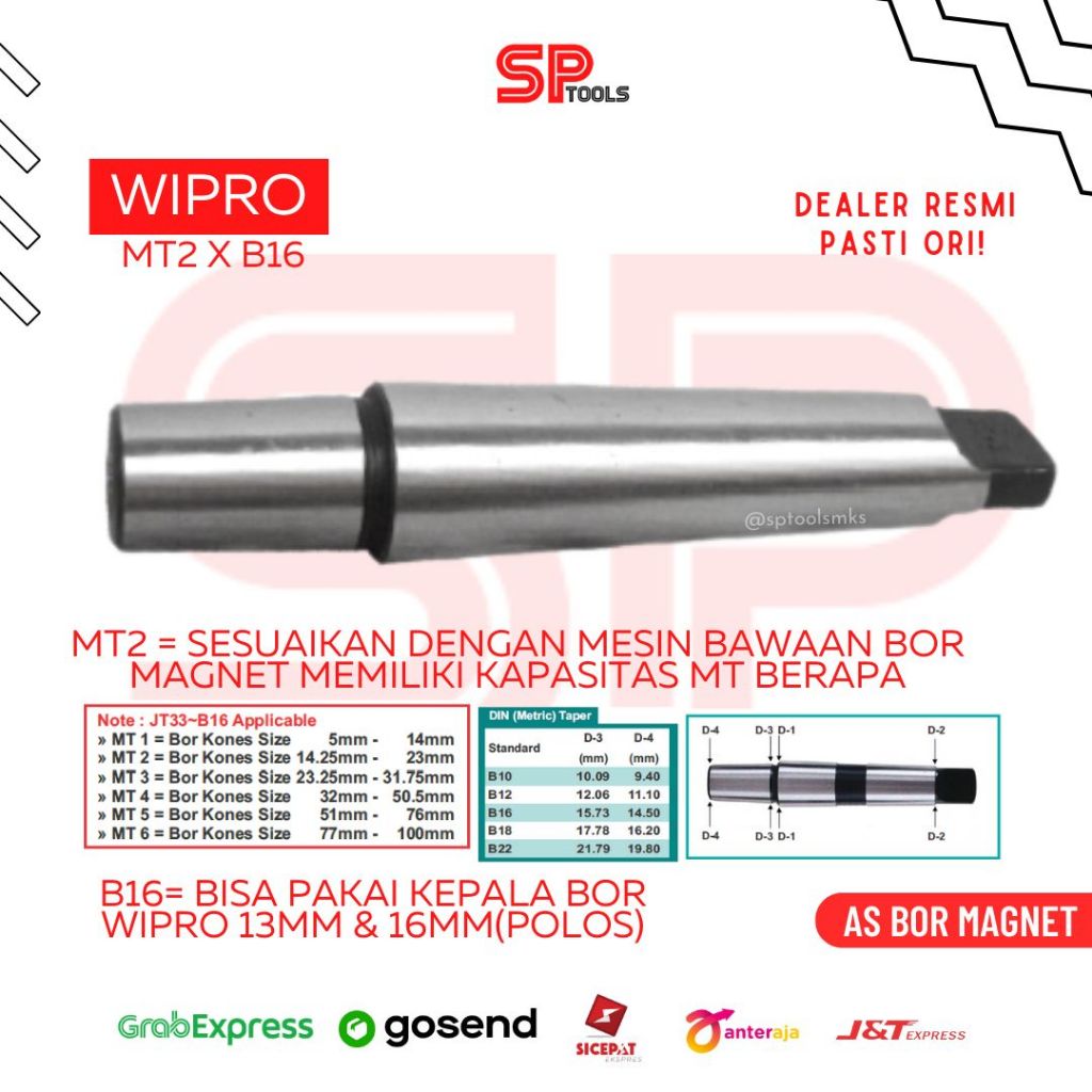 AS BOR MAGNET MT2 X B16 / ADAPTOR KEPALA BOR MAGNET KE KEPALA BOR 13MM & 16MM WIPRO