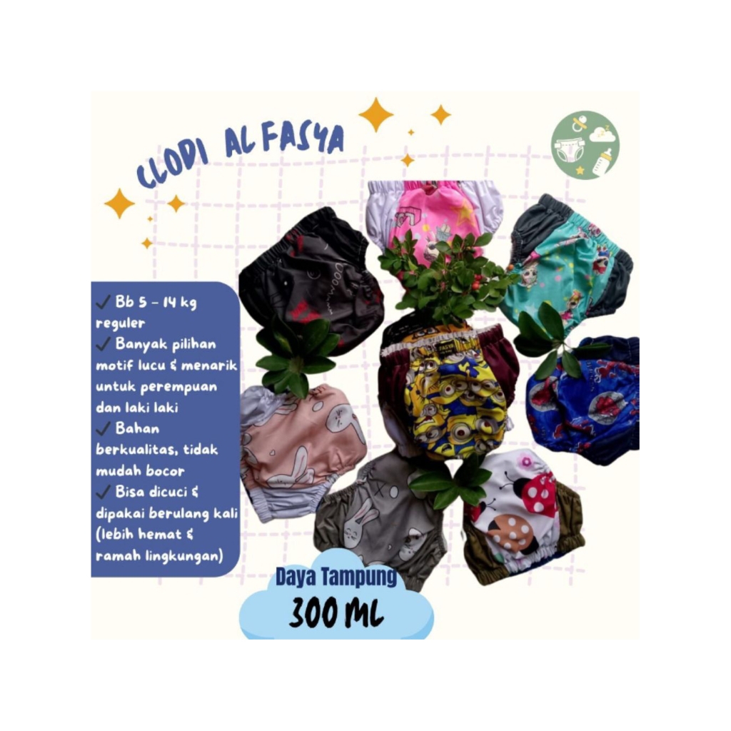 popok cloudy Alfasya, popok cuci ulang, popok bayi, cloudy tipe celana