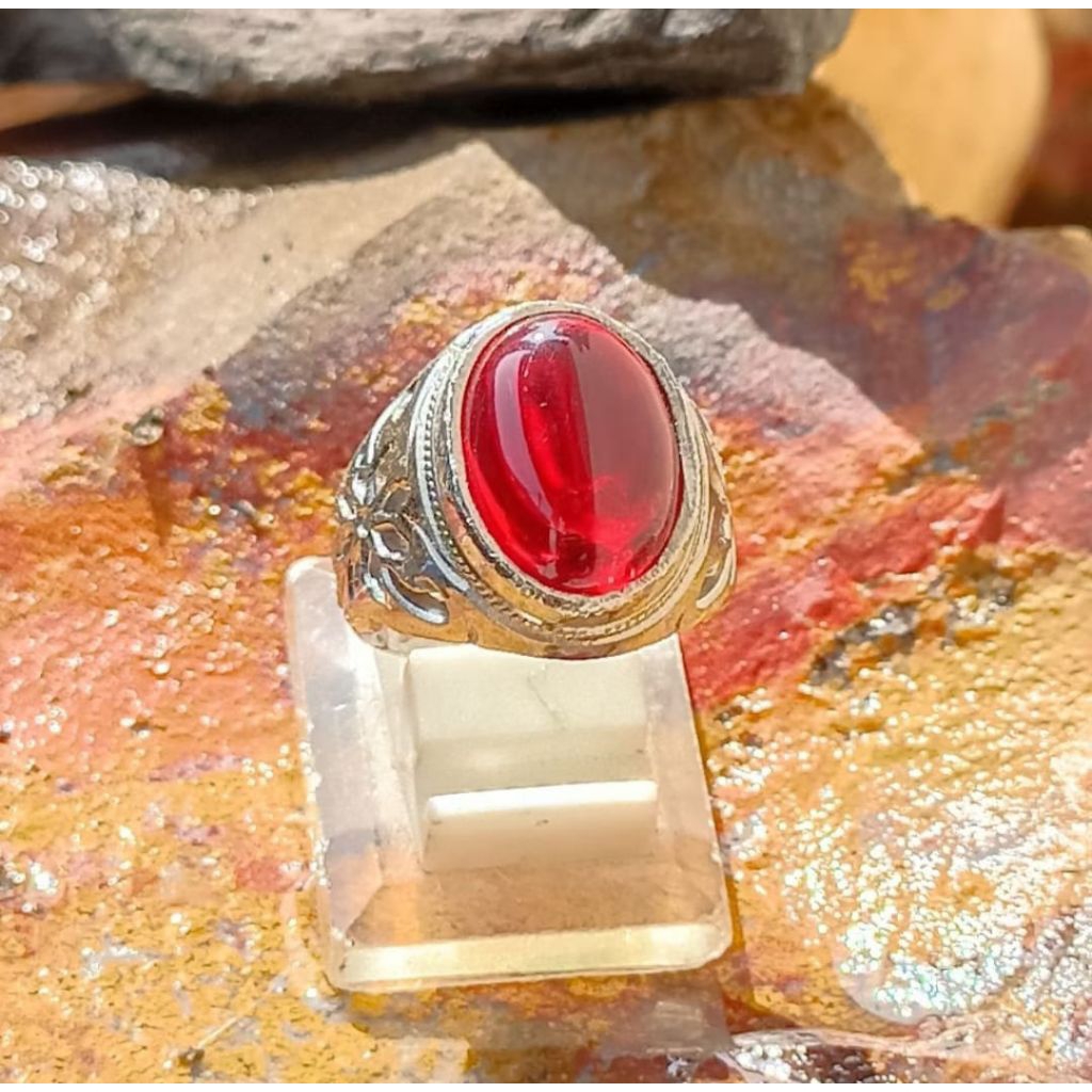 batu cincin merah siam american diamond natural