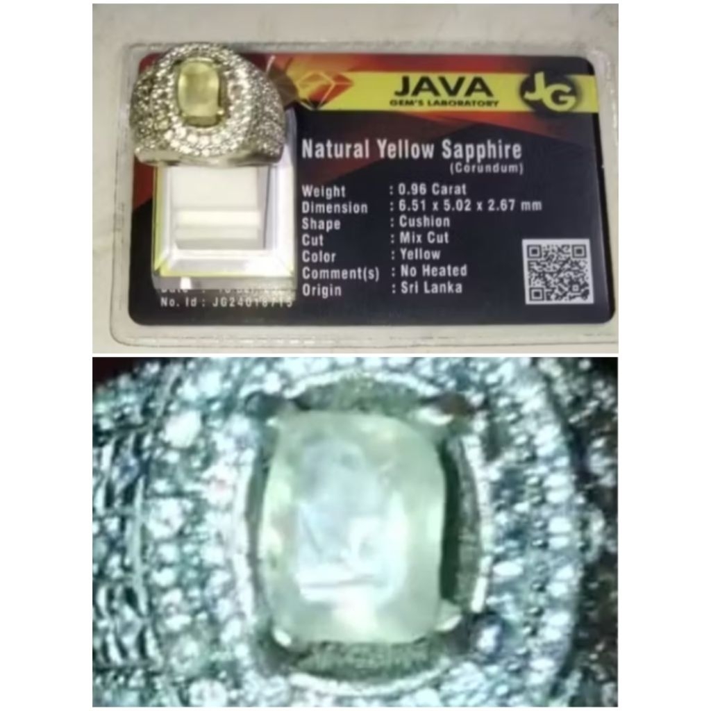 Natural Yellow Sapphire Srilanka + Memo, Kode 14