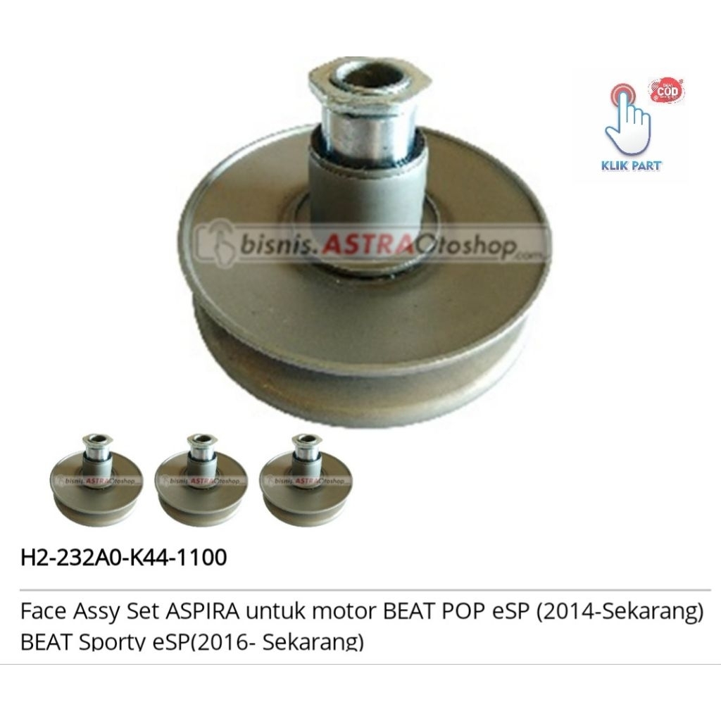 H2-232A0-K44-1100 face assy set pully belakang beat pop esp aspira