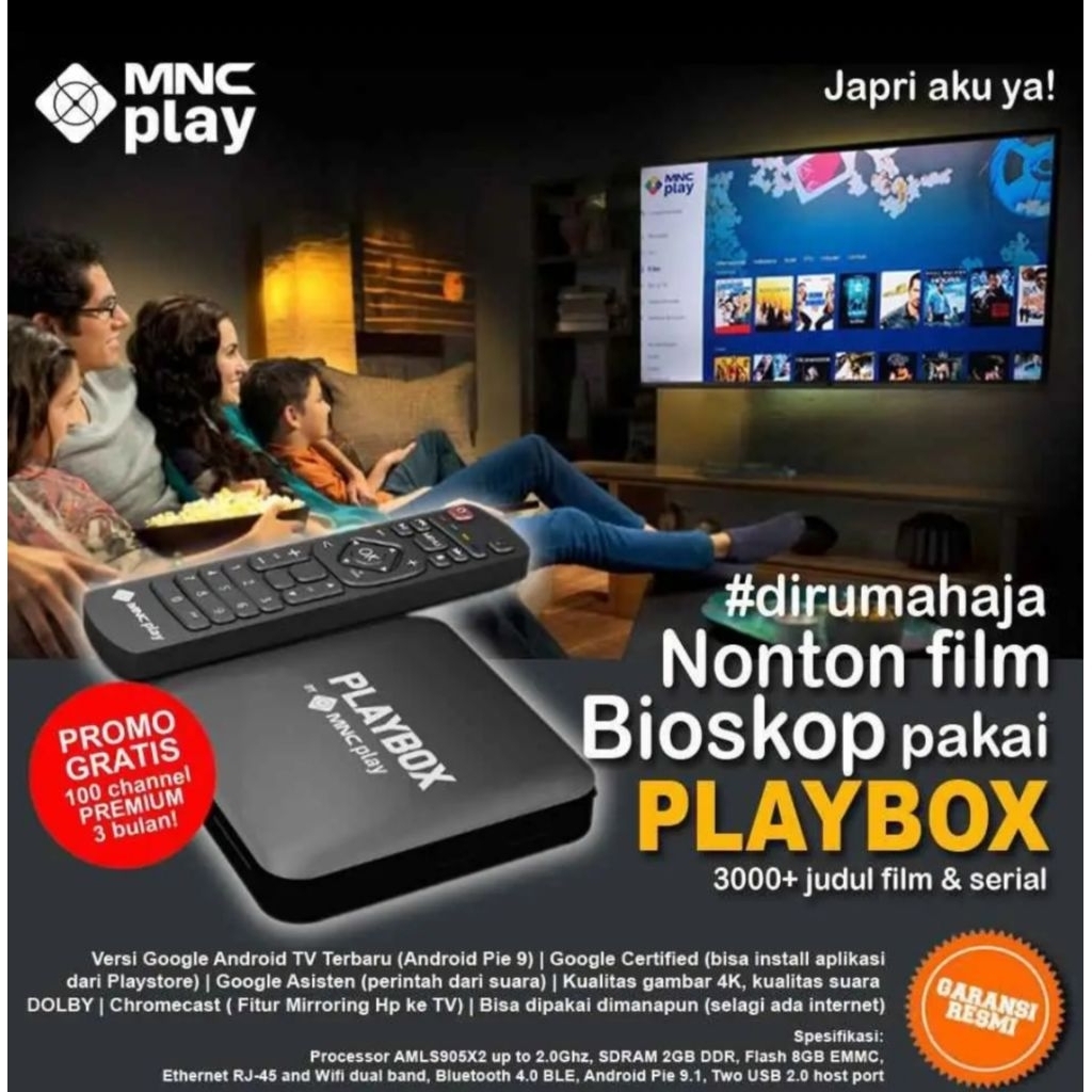 ANDROID TV MNC PLAY BOX NEW ORGINAL SIAP PAKE  UNIT TAMPA KOTAK