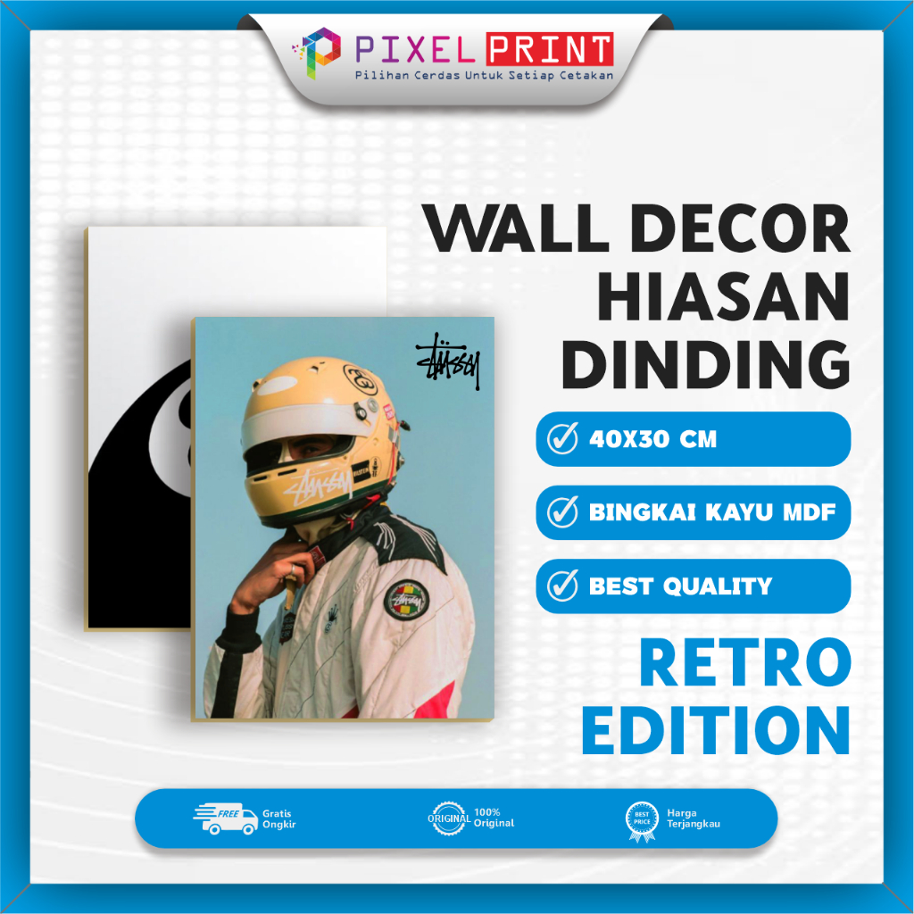 PIXEL PRINT - Hiasan Dinding kamar Aesthetic Retro / Poster Stussy / Dekorasi Kamar / Poster Vintage