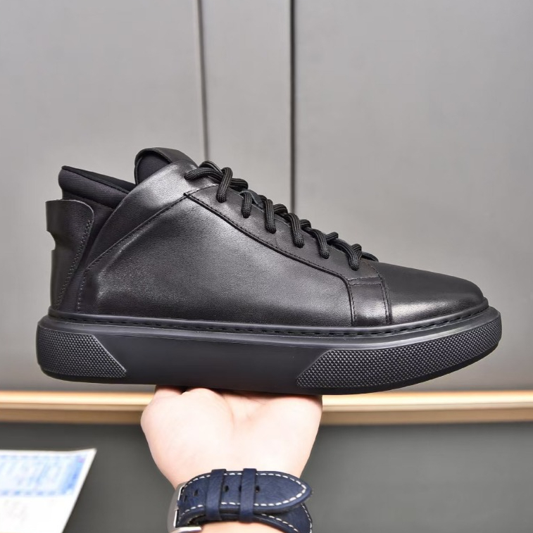 Bottega Veneta all black men's high-quality cowhide artificial classic casual sports shoes