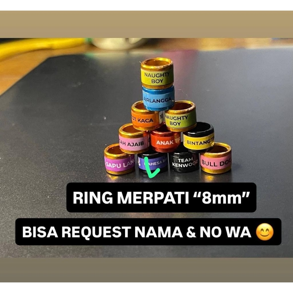 ring gelang cincin burung merpati dara rikues nama