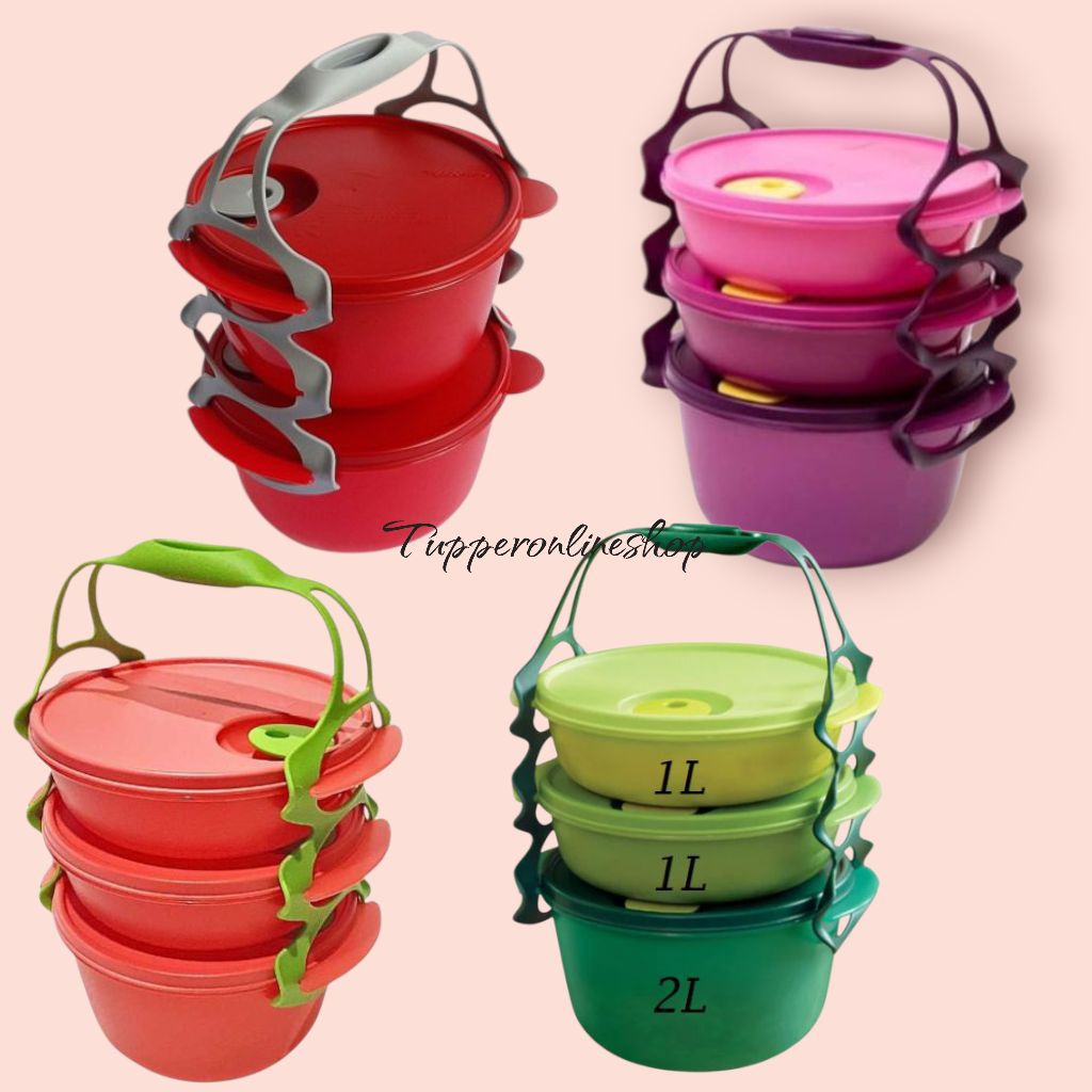 Carry all bowl set tupperware + free / rantang tupperware susun