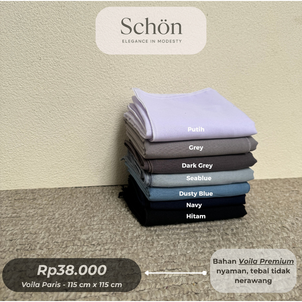 SCHÖN VEIL - Voila Paris Segi Empat bahan Voila Paris Premium | motif polos tebal tidak nerawang ant