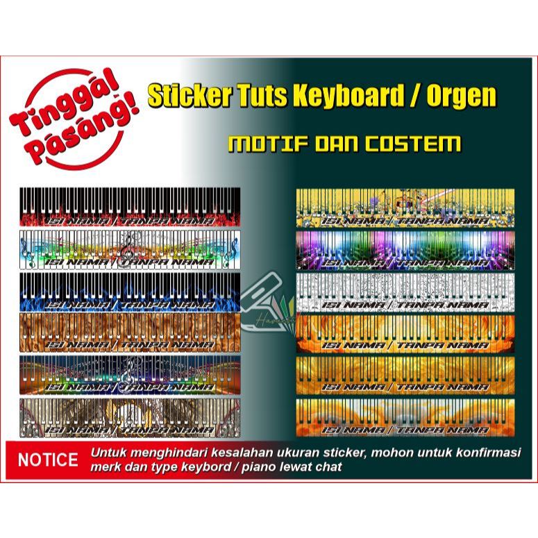 STIKER TUTS KEYBOARD ORGEN PIANO YAMAHA KORG ROLAND DLL bisa tambah nama dan gambar sesukamu