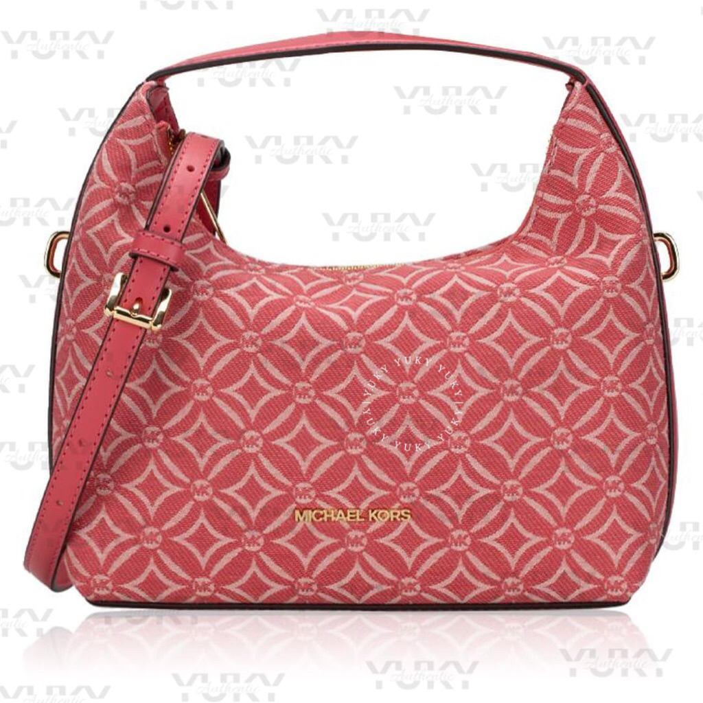 Tas Wanita Branded MICH*EL KO*S MK Ember Jacquard Sign Messenger Light Berry 100% Original