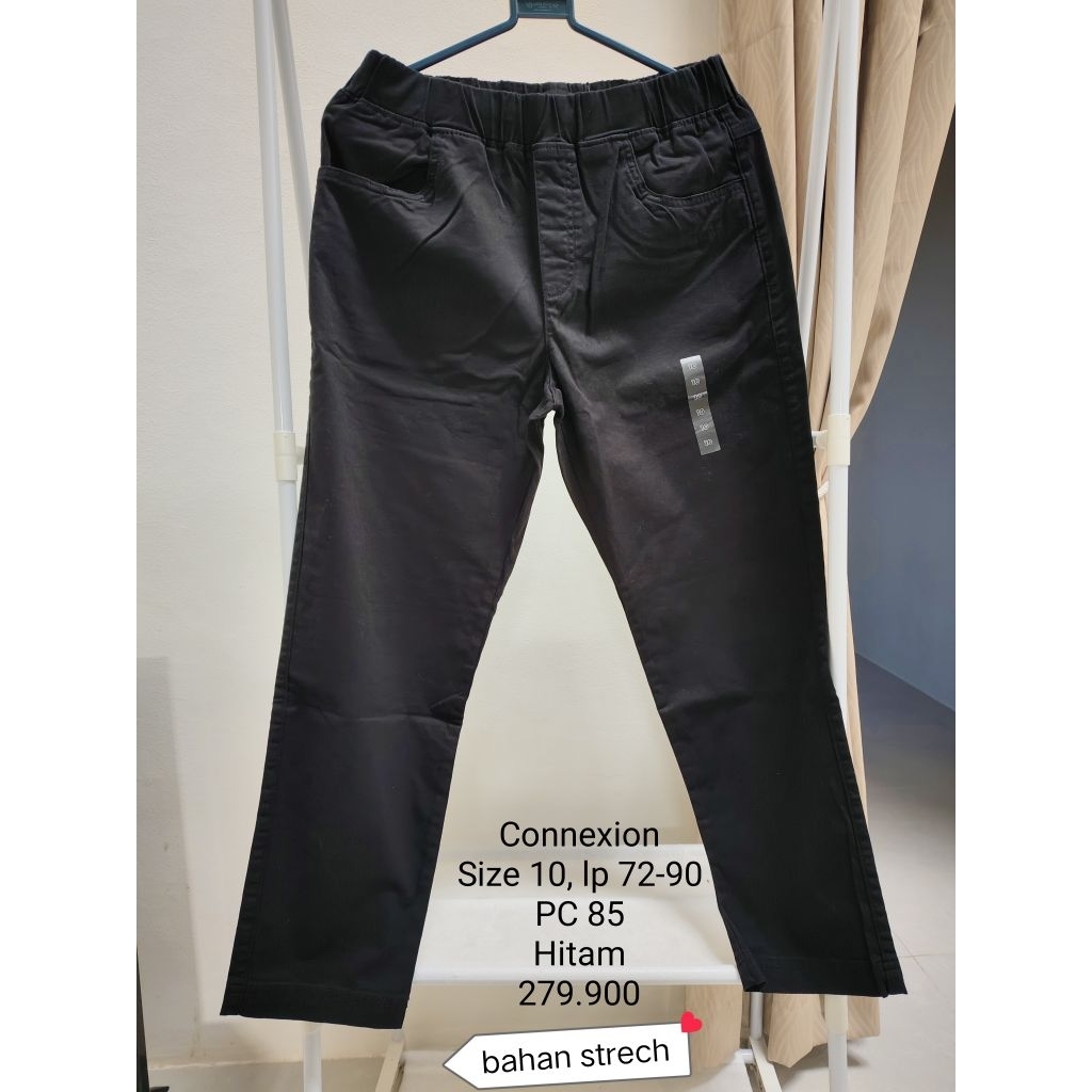 Celana Chinos Wanita Hitam Melar Branded Connexion size 10