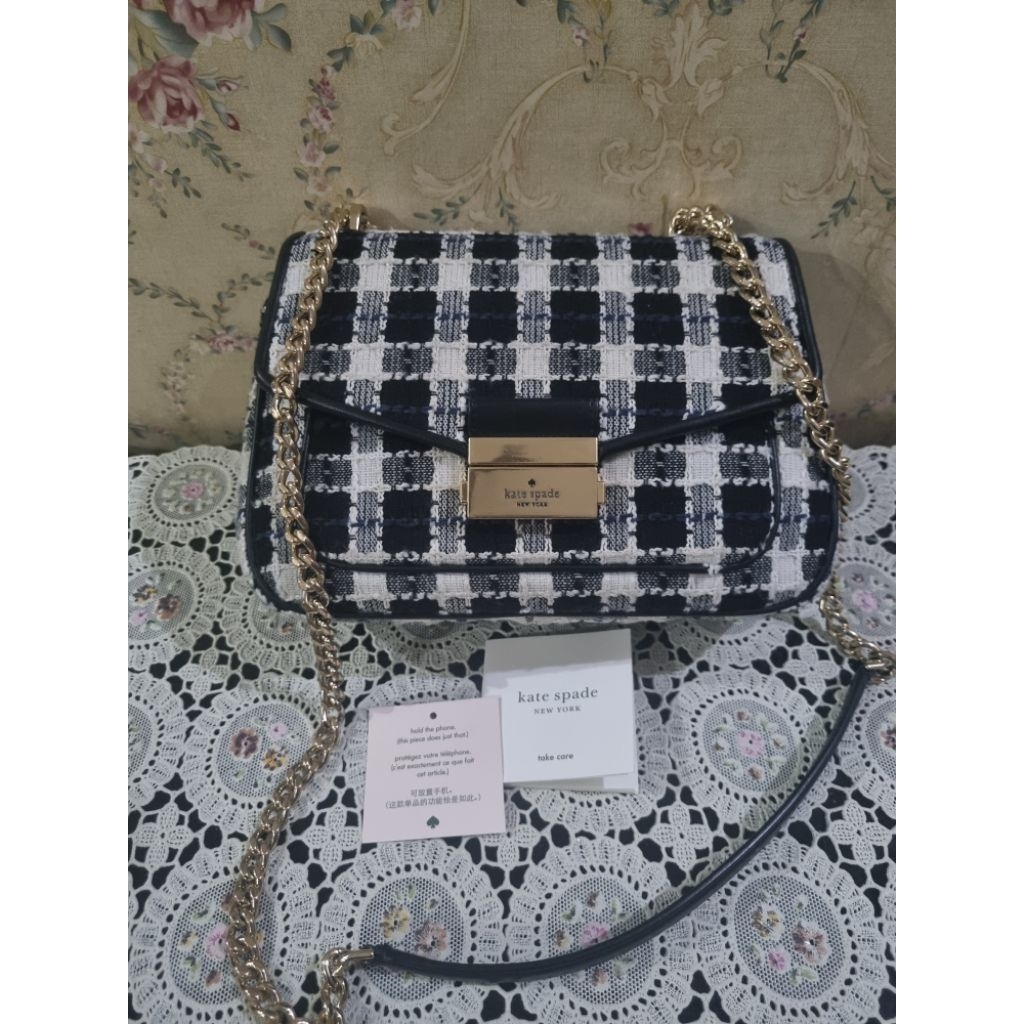 Preloved Kate Spade Corey Check Tweed Fabric Small Carey Shoulder Bag Crossbody Handbag