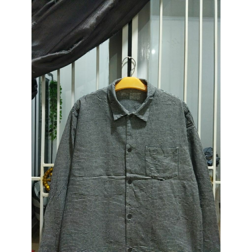 kemeja soft flannel muji boxy open collar L