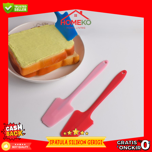 HK Spatula Silikon Bergerigi Scraper Krim Kue Mentega Spatula Krim Bahan Silikon Food Grade
