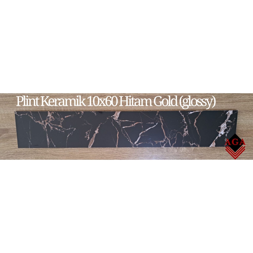 PLINT KERAMIK 10X60 HITAM GOLD (GLOSSY)