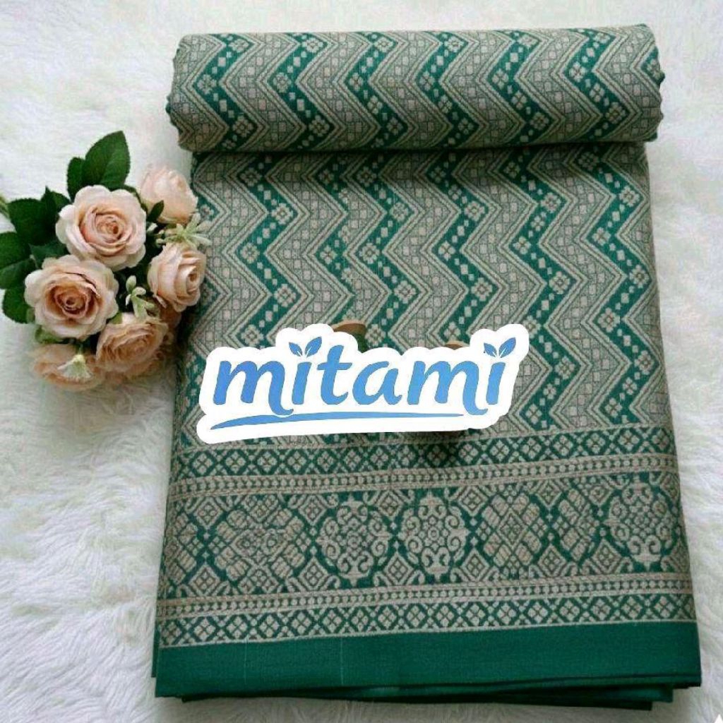 Kain Songket Hijau Emerald Gold Mewah - Motif Chevron Geometris (Harga Kain Per½ Meter)