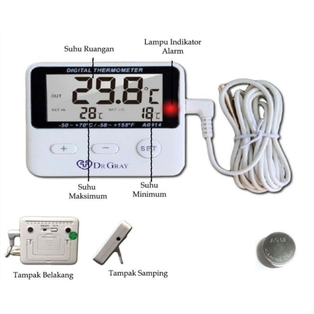 Termometer digital kulkas Dr gray