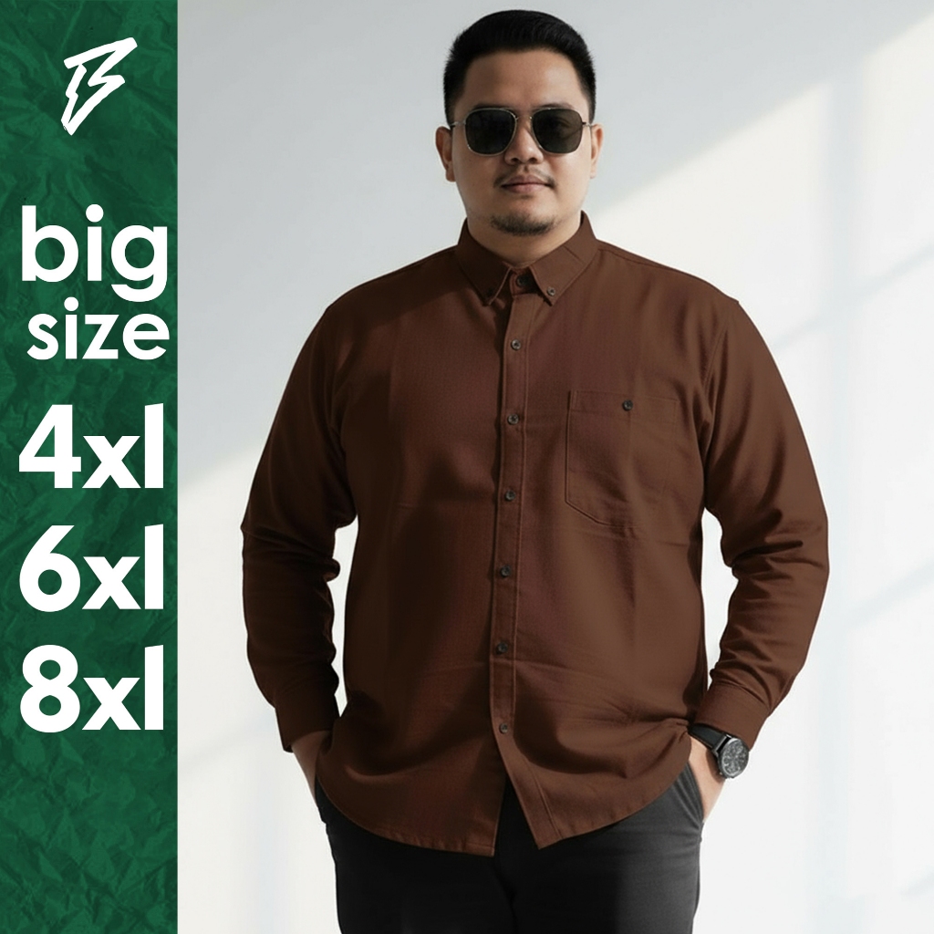 KEMEJA PANJANG BIG SIZE JUMBO PRIA PREMIUM ORIGINAL ATASAN PRIA QUALITY MALL KEMEJA POLOS MERAH ABU 