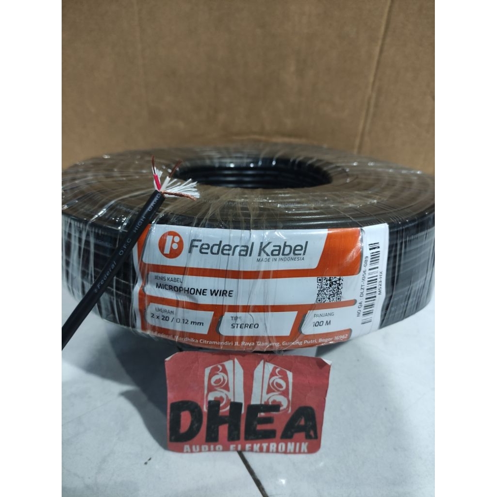 Kabel Mic Federal Original Stereo Microphone 2x20/0.12mm Tembaga Murni 1 Roll 100 Meter Lentur Mudah