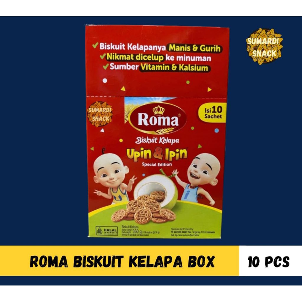 Roma Biskuit Kelapa Upin Ipin 10pcs x 36g | ROMA BISKUIT KELAPA UPIN IPIN 10 PCS X 36 GRAM