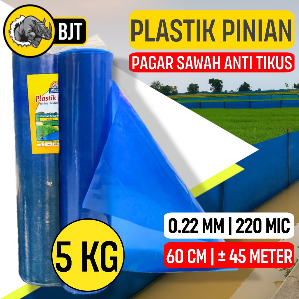 Plastik Pinian Biru Tebal 220 Micron Anti Hama Tikus/Plastik Fiber Pagar Sawah Lebar 60 cm Berat 5 K