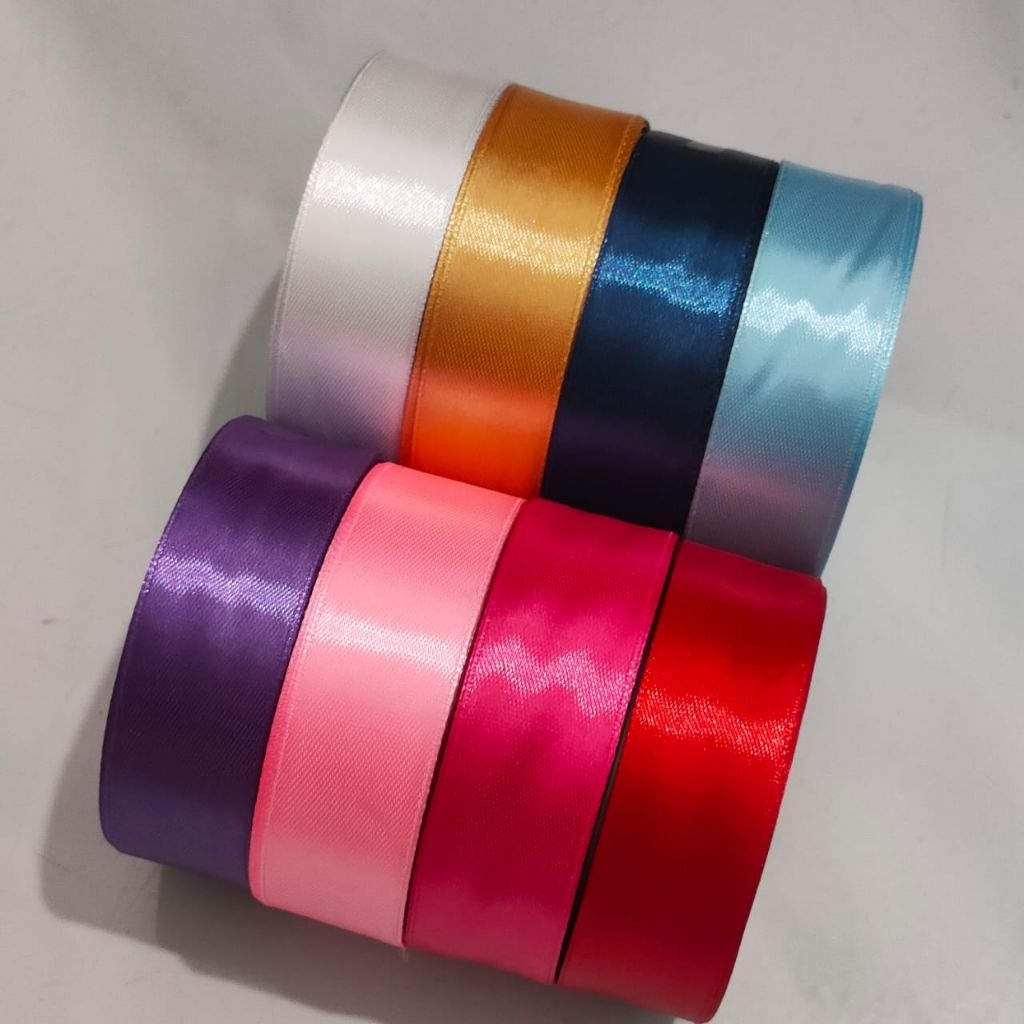 3 Meter Pita Satin Kain Ukuran 3/4 inchi = 2cm ll Pita Buket Bunga ll Pita Satin