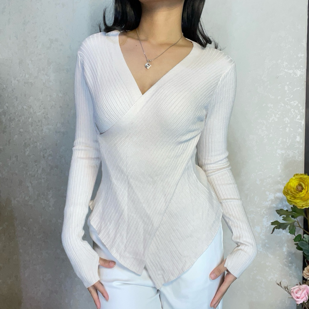 Ivory Wrap Knit Top