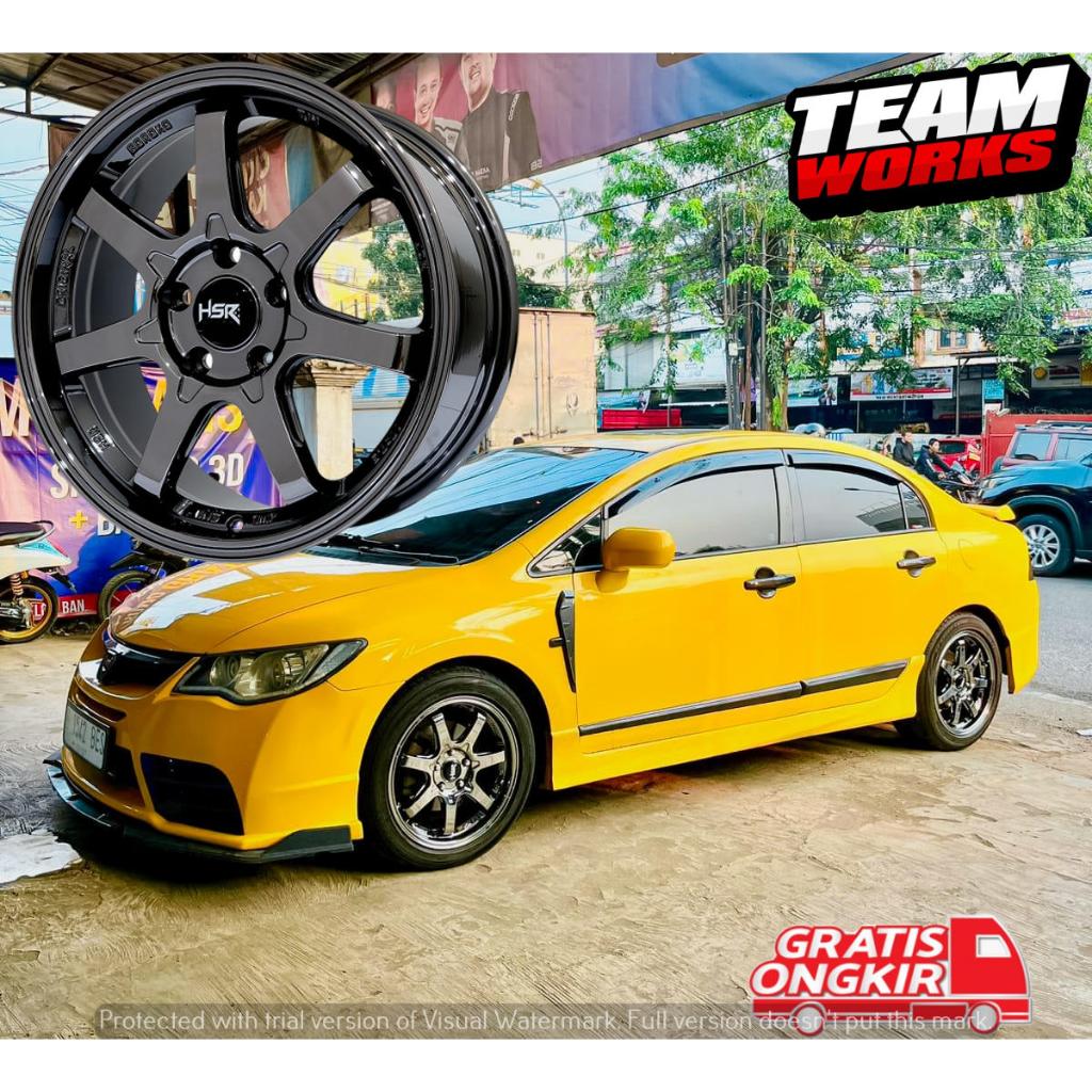 VELG MOBIL HSR BOROKO TJH RING 17 LEBAR 75 ET45 COCOK BUAT CIVIC CRV ACCORD VELK RING 17 GREY
