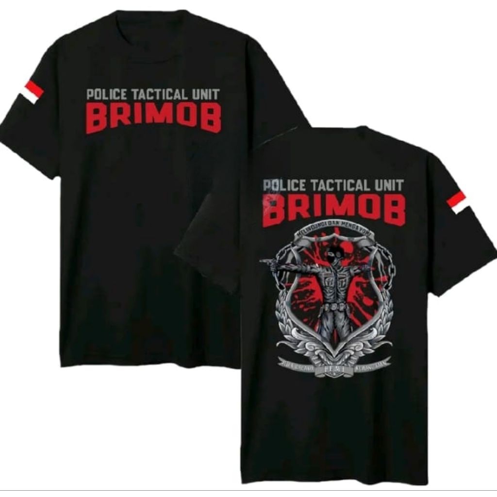 KAOS Police Tactikal Unit  Brimob - Baju Pria Distro Polisi | T-shirt Hitam