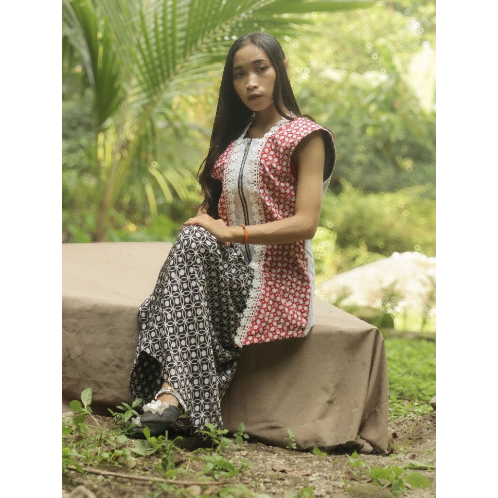 ROMPI BATIK CAP ASLI MIX LURIK PUTIH // LD 100 // BATIK CAP ASLI // LURIK ATBM