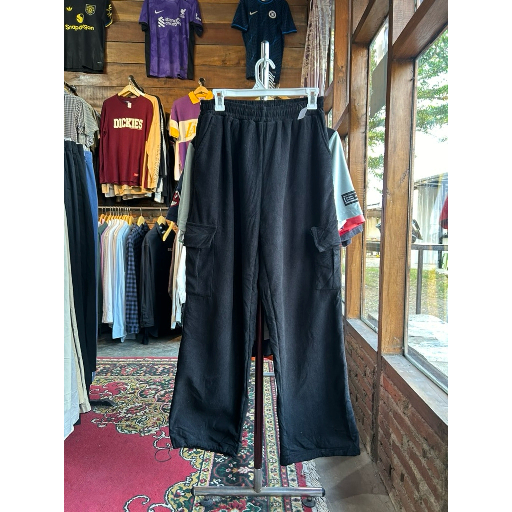 Long Pants Corduroy Cargo Black Second Original