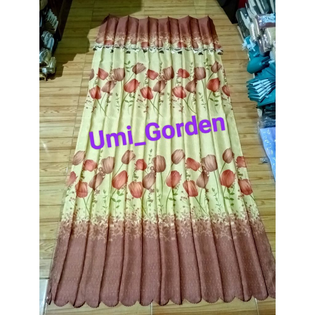Gorden  Plisket Bunga Tulip Ukuran 150x200cm