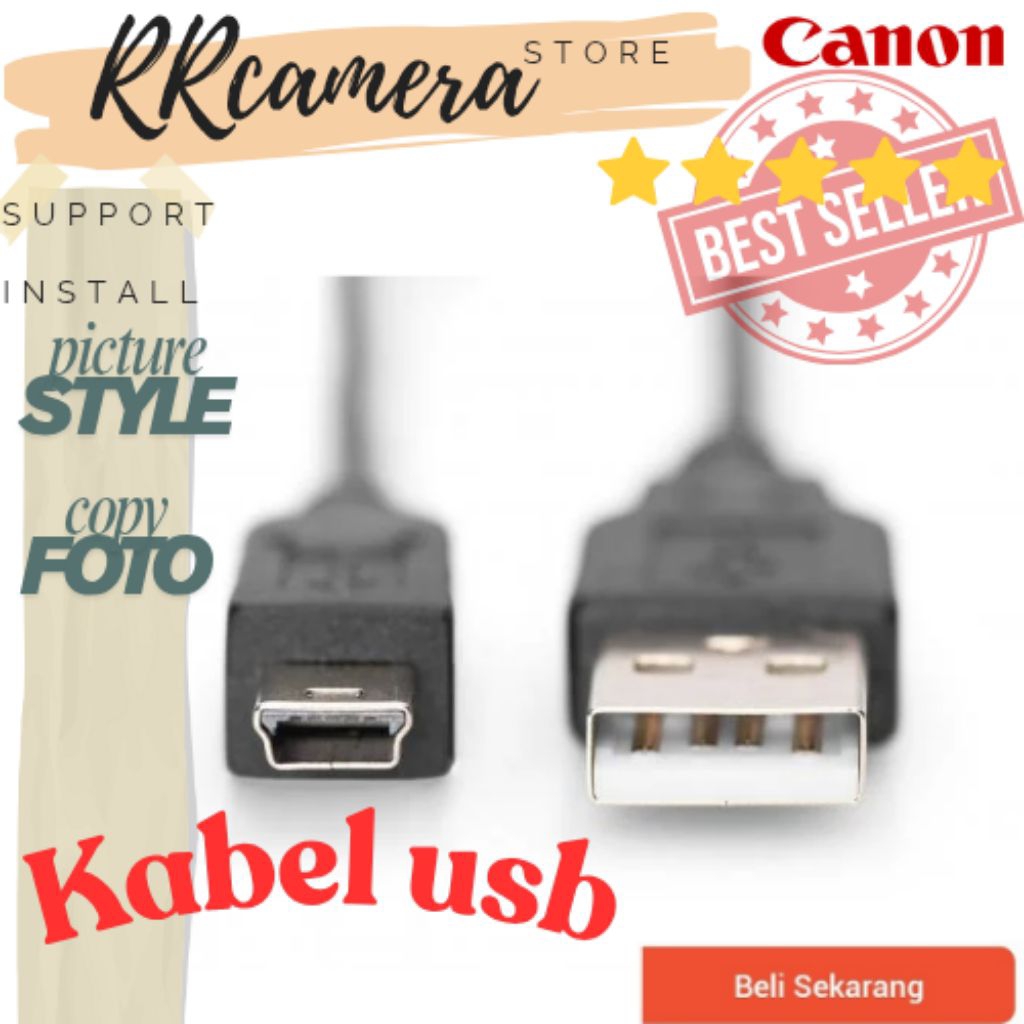Kabel Data Usb Canon 1000D 1100D 1200D 1300D 1400D 1500D  350D 400D 500D 550D 600D 650D 700D 750D 76