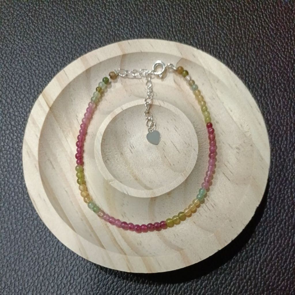 Natural gelang batu alam Tourmaline 2mm Rantai