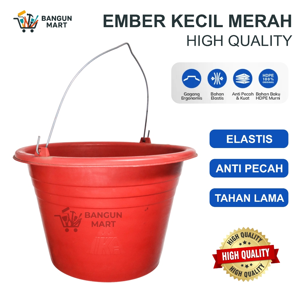 Ember Plastik WARNA KECIL MERAH Ember Cor Anti Pecah | Ember Bangunan BESAR- HARGA PABRIK DIJAMIN PA