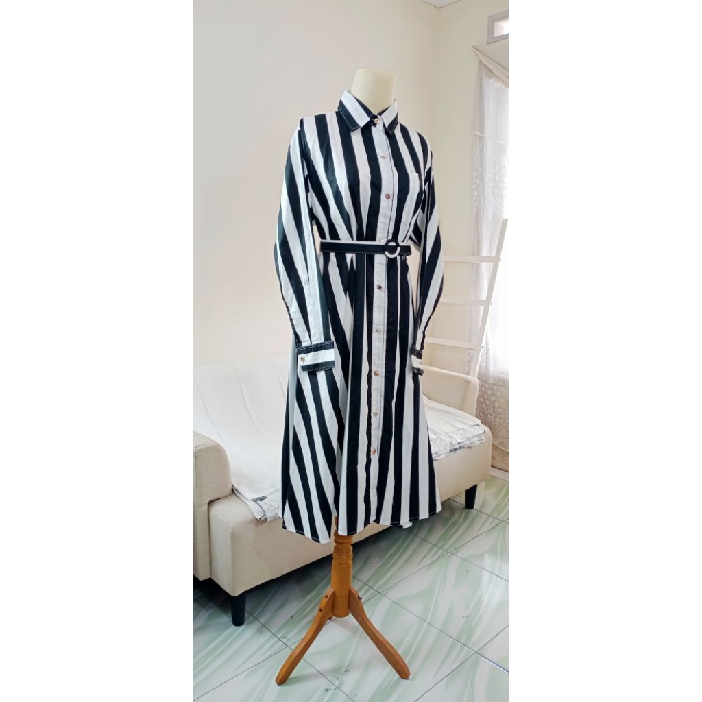 Tunik Stripe Baju Atasan dan Gamis wanita Garis-Garis