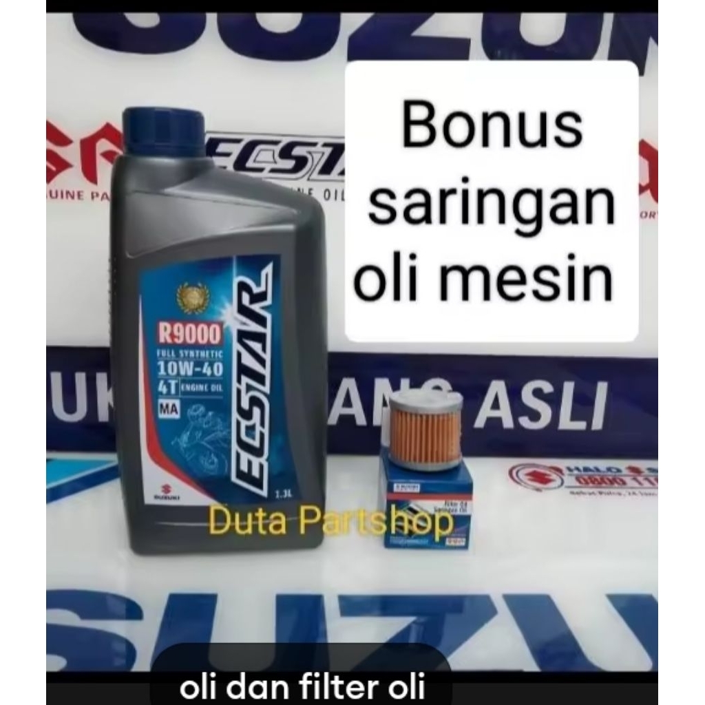 paket oli ecstar R9000 1.3 full synthetic 10-40 MA original Suzuki genuine oil ecstar asli