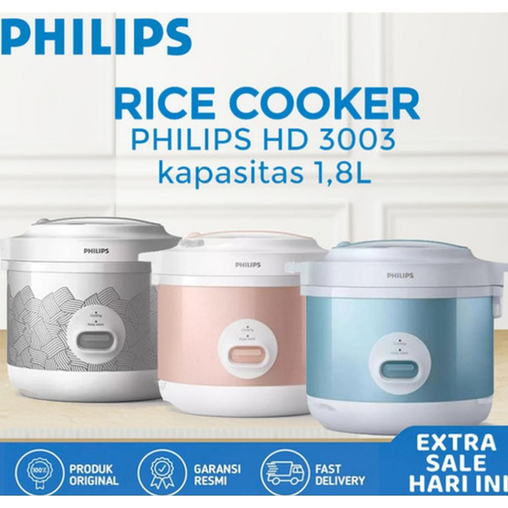 magic com philips 3003 penanak nasi listrik 1.8 liter nasi pulen wangi sistem pemanasan 3d masak kuk