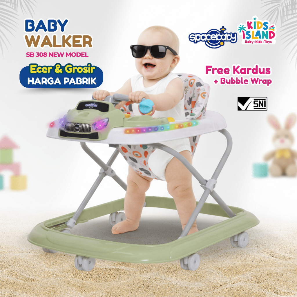 Baby Walker Spacebaby SB 308 Apolo Bayi Murah Kereta Dorong Bayi Model Mobil Musik Belajar Jalan