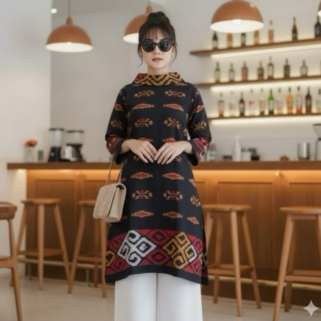 Dress Ramadhan Shanaya Baju Batik Wanita Nova Tunik Tenun Baju Tenun Original Troso