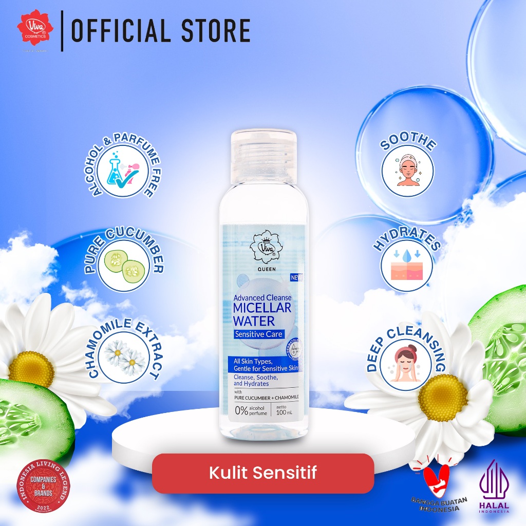 Viva Queen Advanced Cleanse Micellar Water with Pure Cucumber & Chamomile (NO ALCOHOL & NO PARFUME)