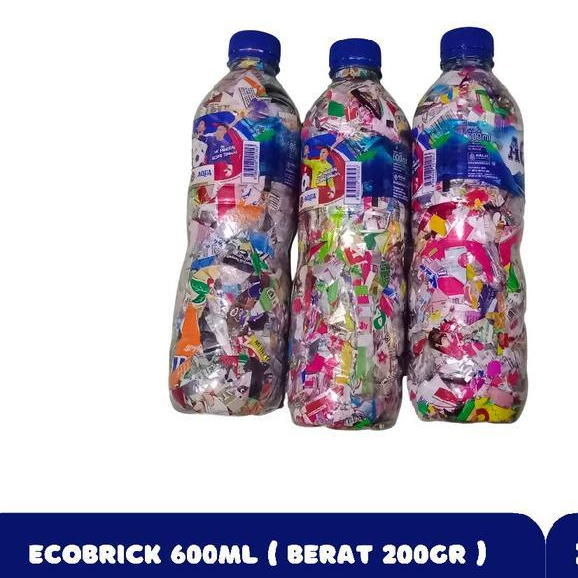 Ecobrick Botol Aqua 600ml Padat 200gr+