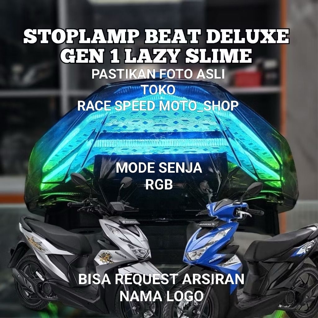STOPLAMP LAZY SLIM FRAME RGB  BISA REQUEST ARSIRAN NAMA LOGO BEAT DELUXE GEN 1 SEPAKET TINGGAL PASAN