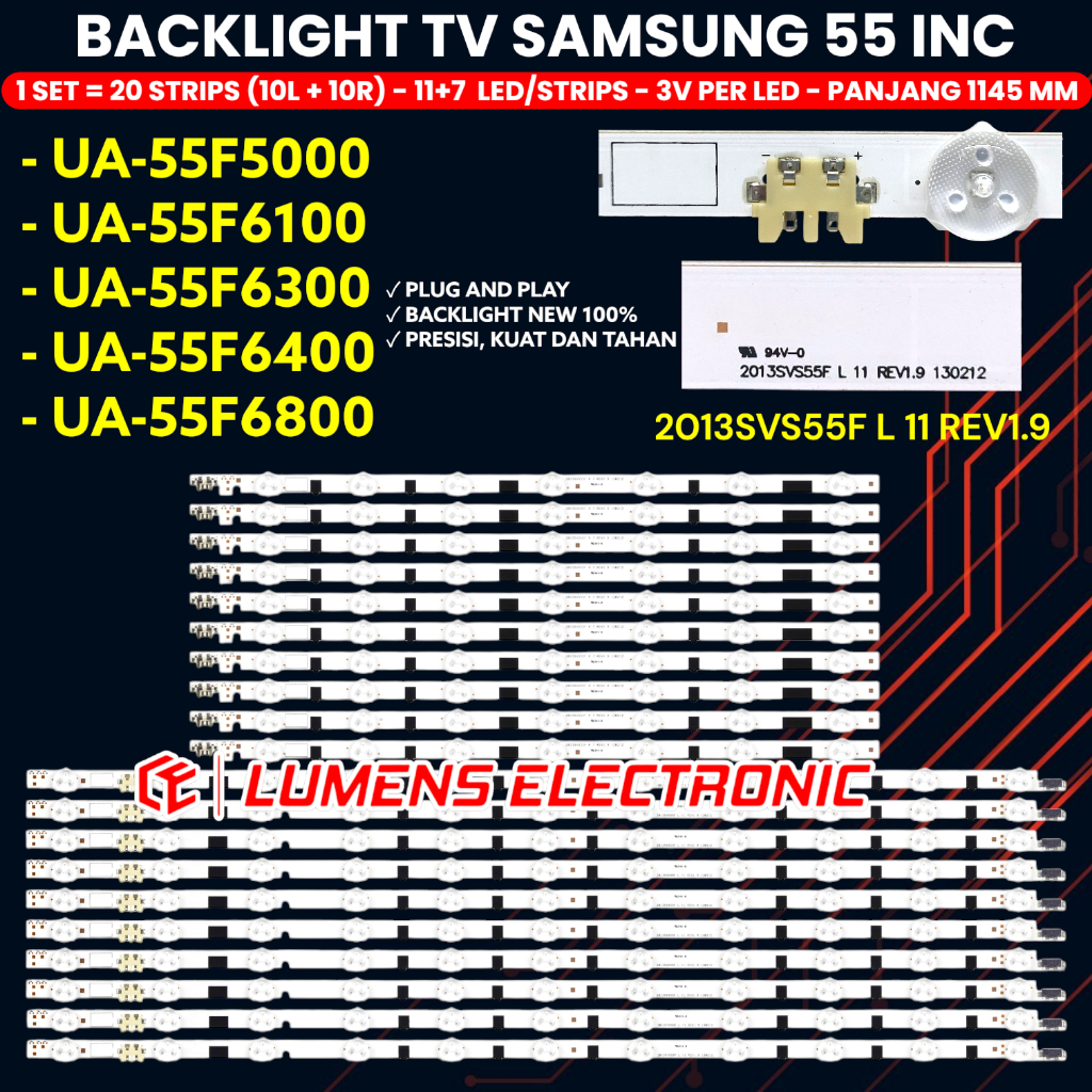 BACKLIGHT TV SAMSUNG 55 INCH UA55F5000 UA55F5500 UA55F6400 UA55F6100 UA55F6300 UA55F6800 BL LED 55F