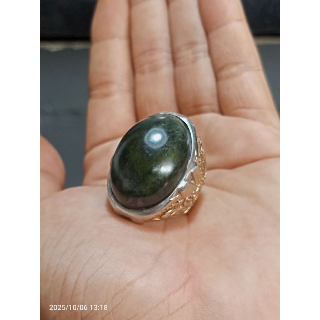 Cincin Batu idocrase lumut aceh Modern Pria