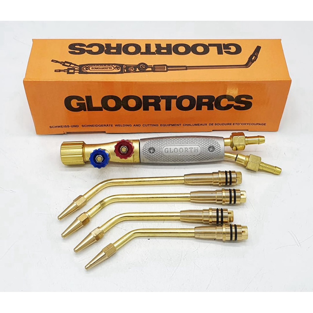 BLANDER LAS PENDEK GLOOR ASLI ORIGINAL blander las Gas karbit Lpg welding torch komplit SET 4mata st