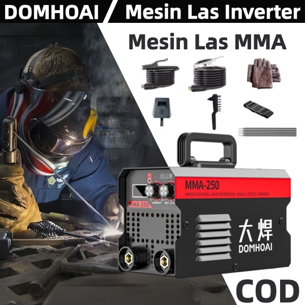 DOMHOAI Mesin Las Mini MMA-250 Mesin Las Inverter Mesin Las IGBT Tampilan Digital Definisi Tinggi Po