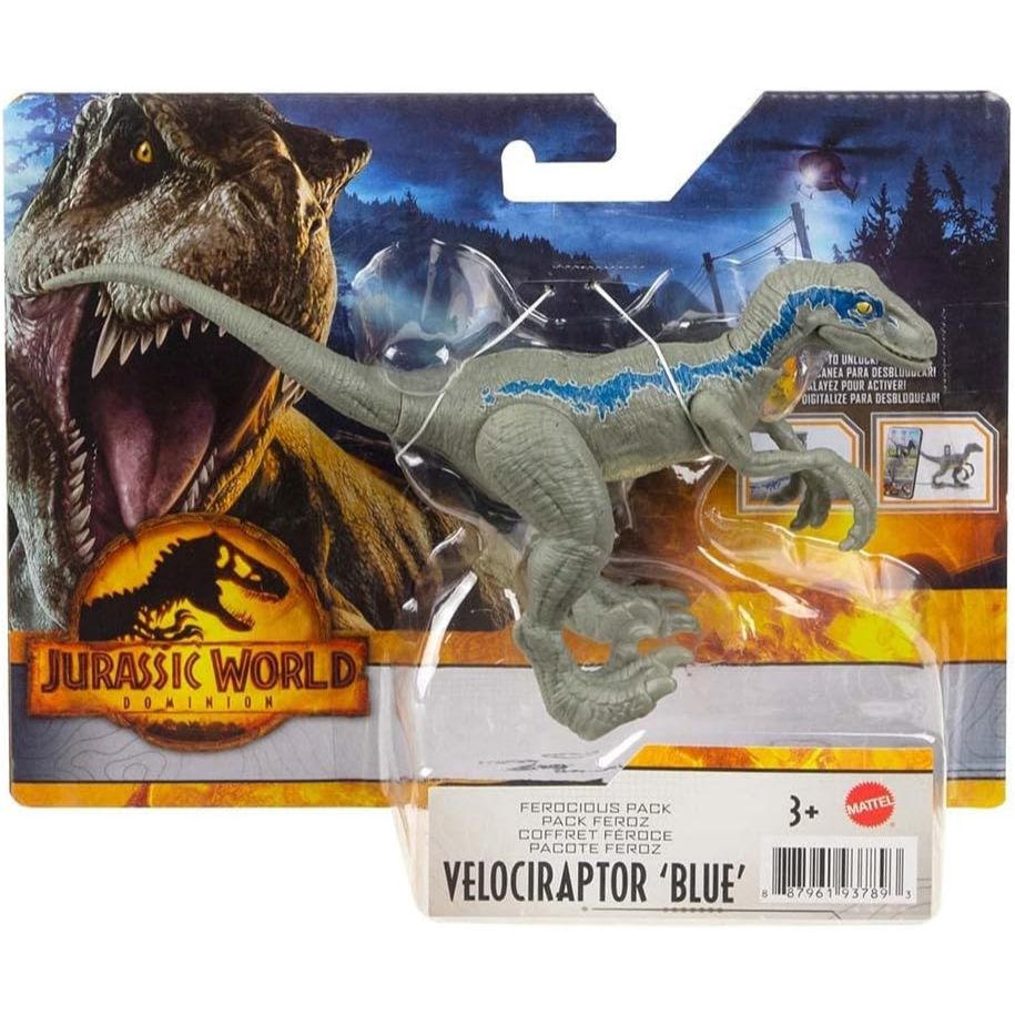 Jurassic World Dominion 2022 Movie Series Ferocious Pack Velociraptor Blue
